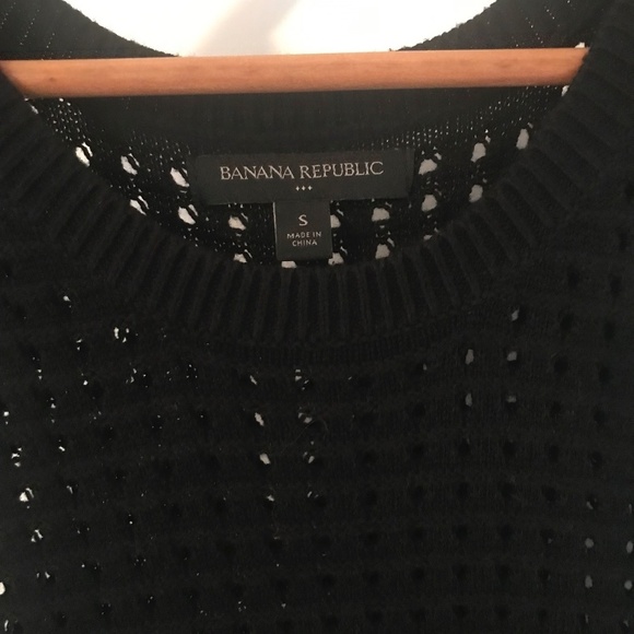 banana republic black open weave tunic vest high low hem Small - Picture 4 of 6